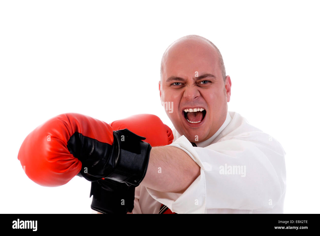 businessman with boxing gloves Stock Photo