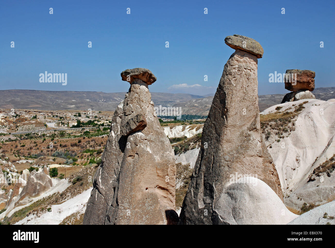 bizarr sandstone formations near Uerguep, Tuerkei , Cappadocia Stock Photo