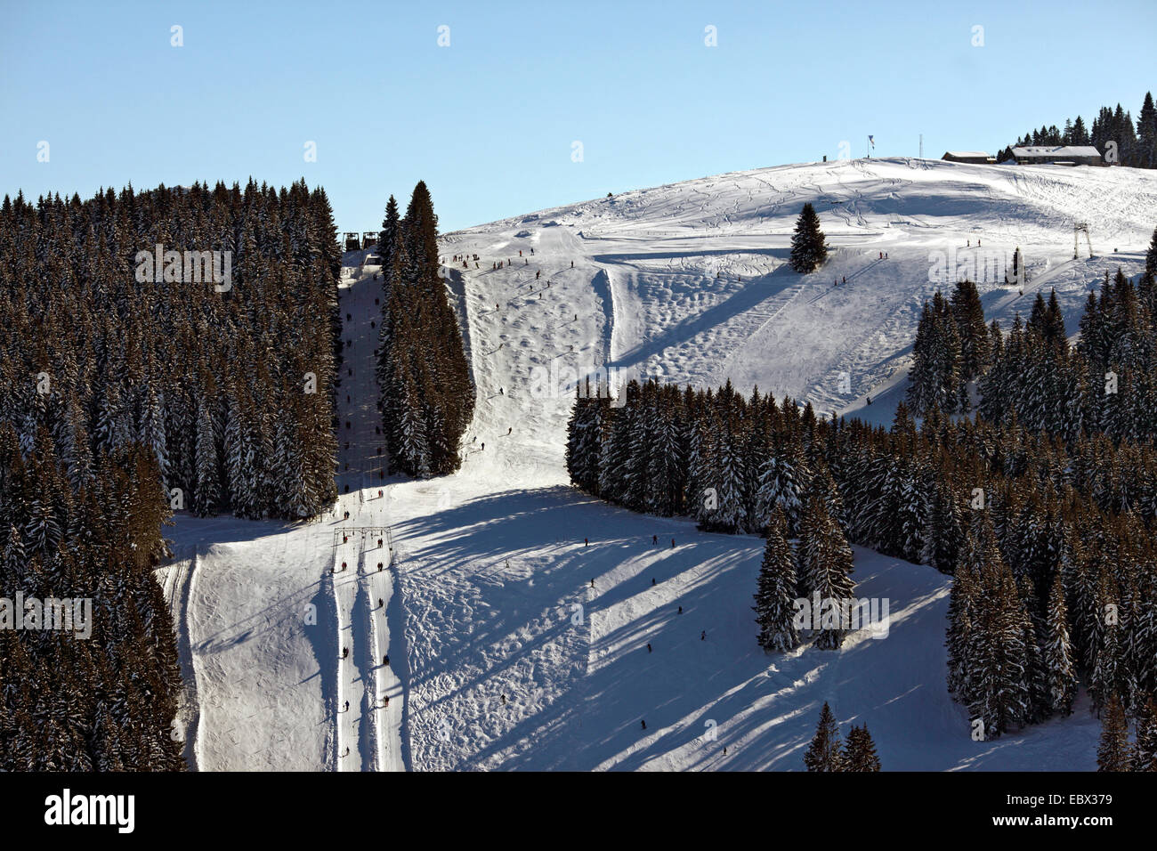 ski slope at Gruenten, Germany, Bavaria, Allgaeu, Gruenten Stock Photo