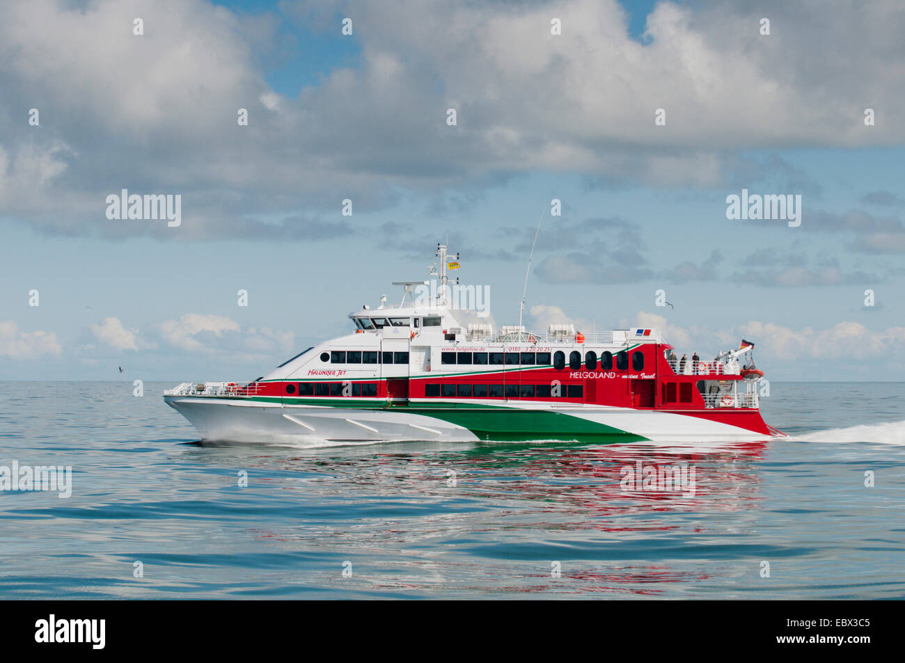 catamaran under full speed on the North Sea, Germany, Schleswig-Holstein Stock Photo
