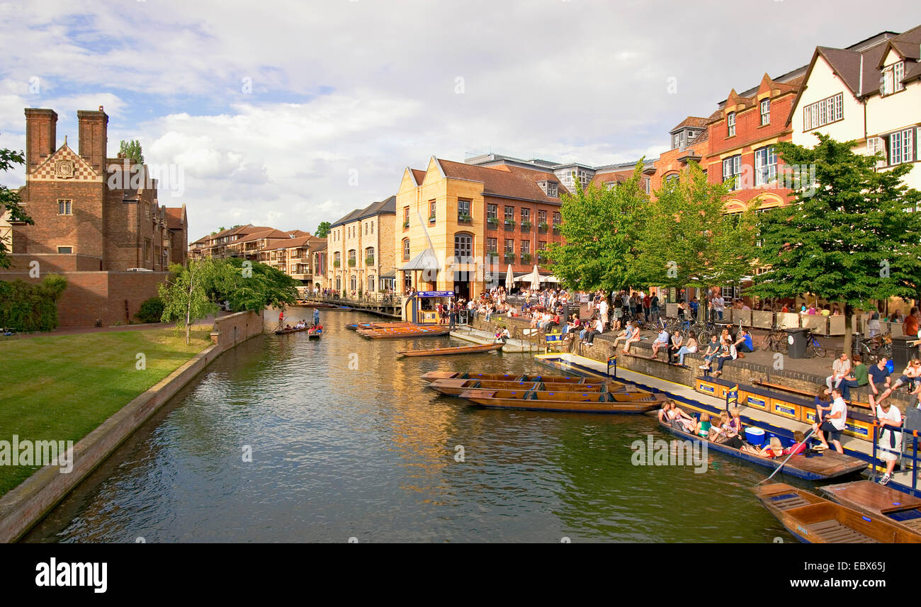 students during their Saturday evening outings in the old town of the mediaval university town, United Kingdom, England, Cambridge Stock Photo