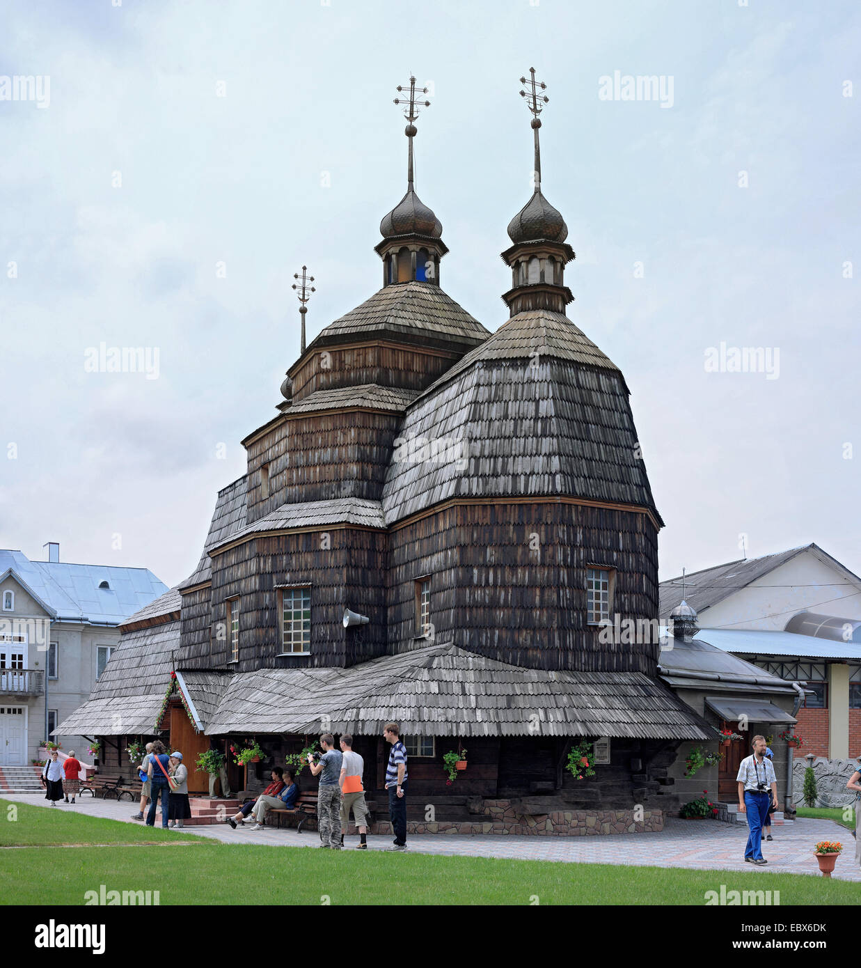 Wooden church, Chortkiv, Ukraine, Ternopil Oblast Stock Photo