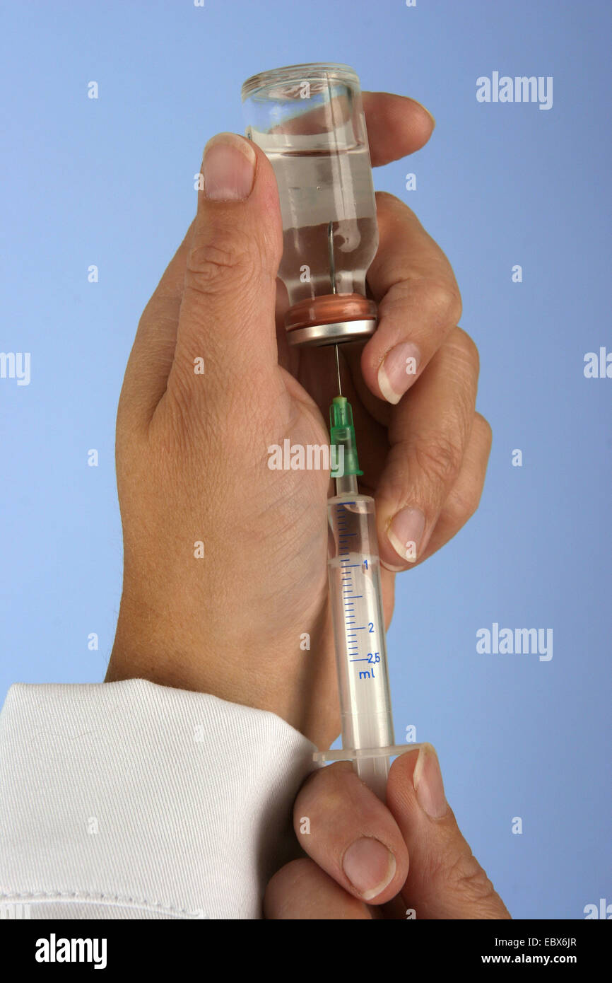 preparation of an injection; injection and serum Stock Photo