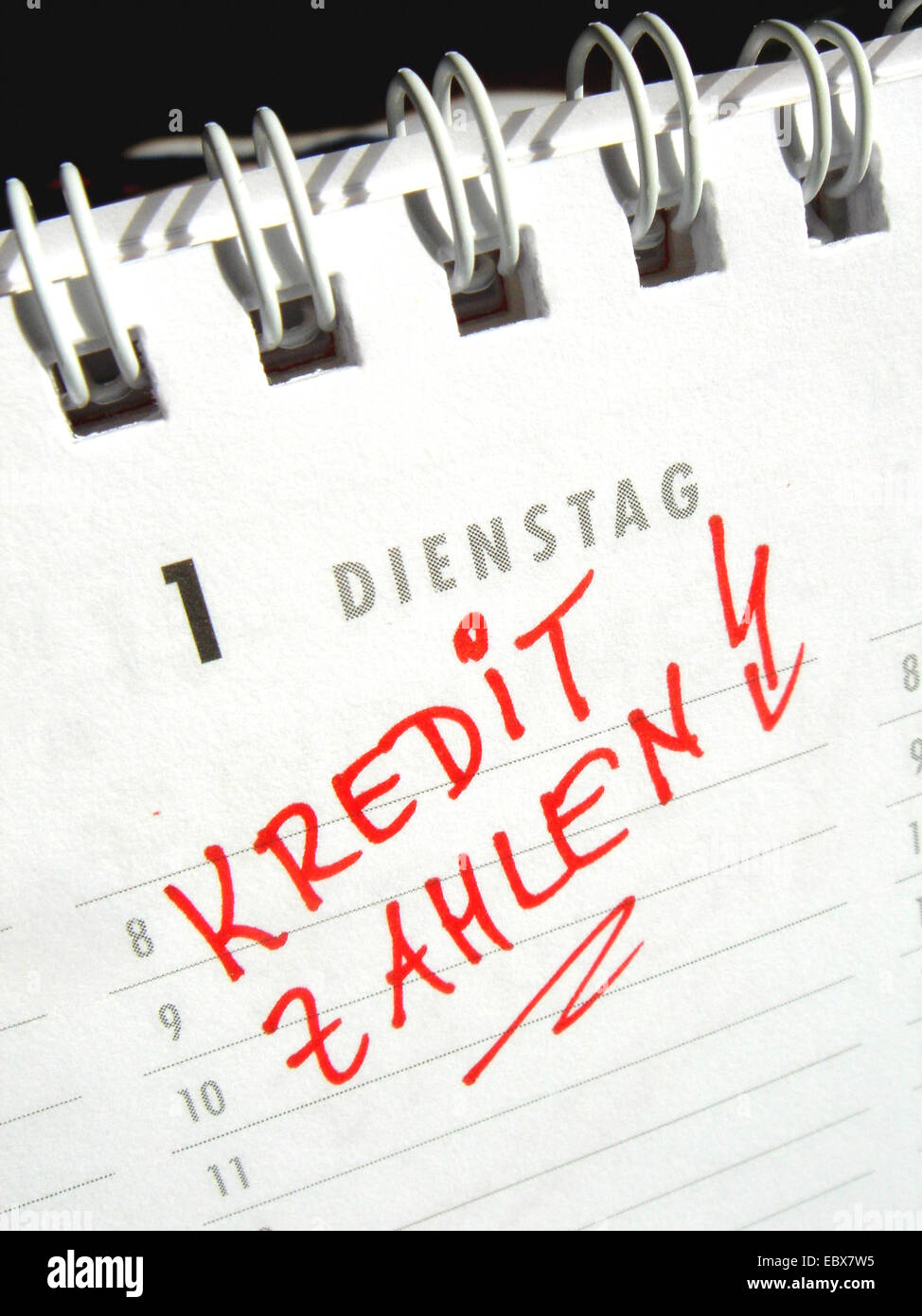 pay credit rate - calendar entry Stock Photo