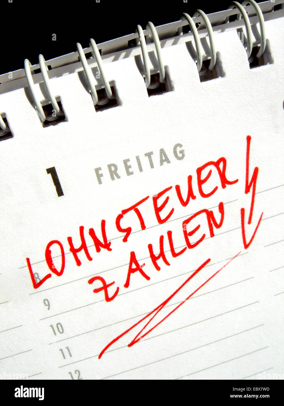 pay wage tax - calendar entry Stock Photo
