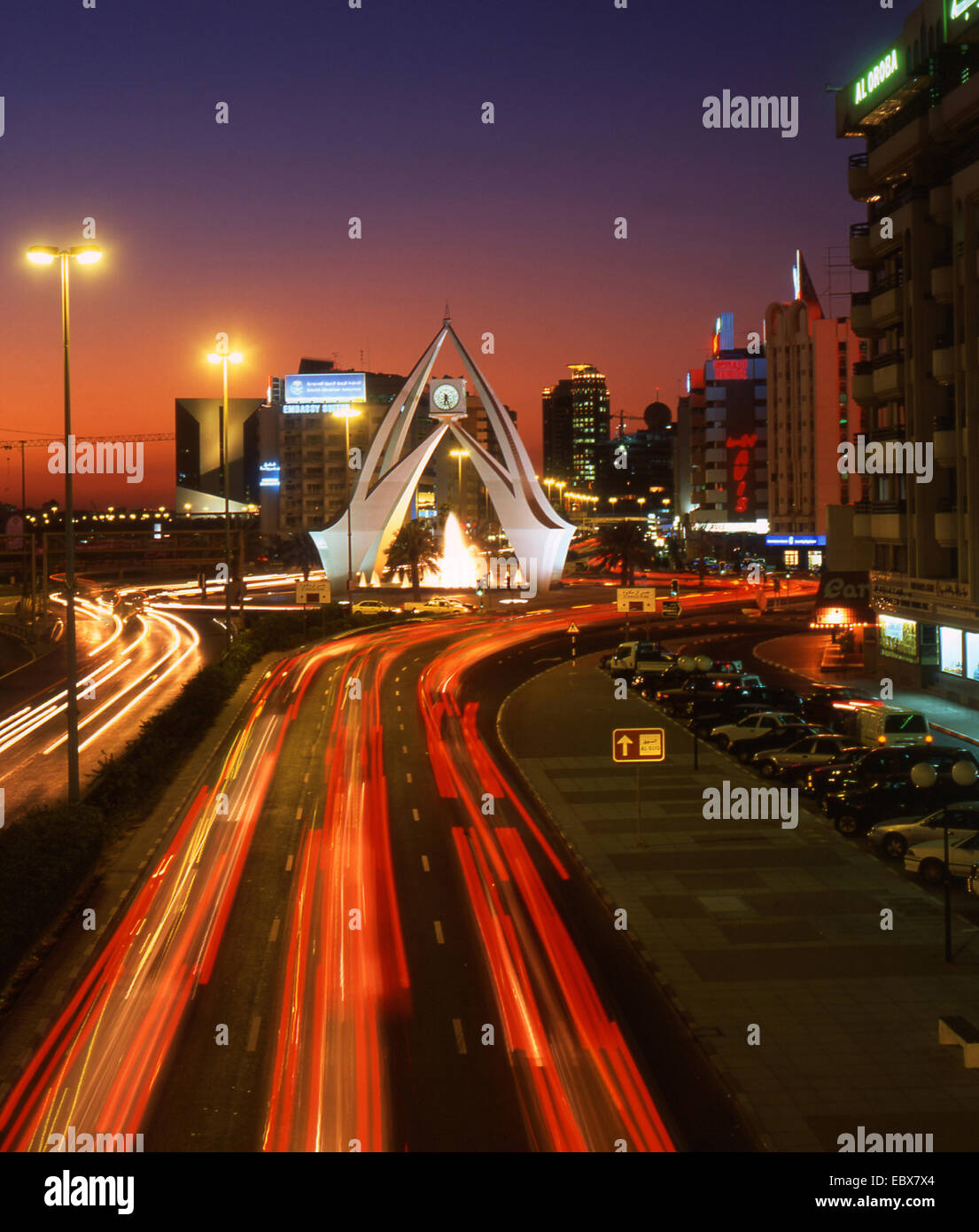 Dubai night traffic hi-res stock photography and images - Alamy