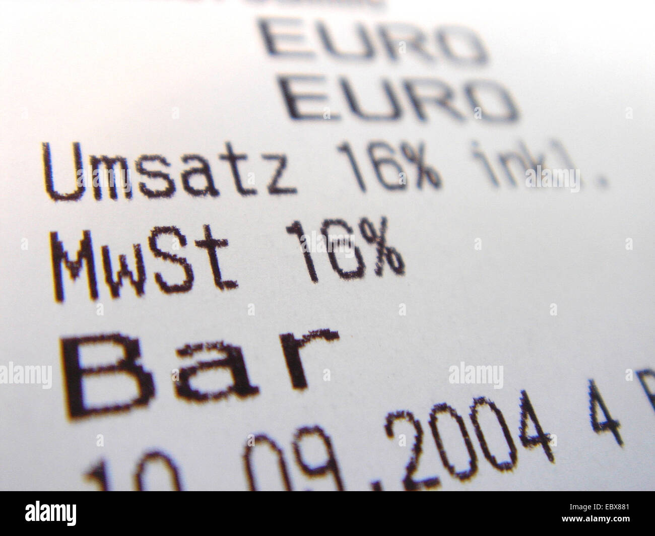 cashing-up with old German VAT rate Stock Photo
