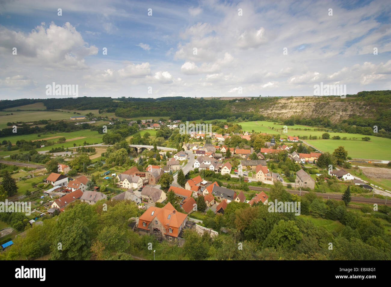 view from Saaleck castle at Bad Koesen, Germany, Saxony-Anhalt, Vogtlaendische Schweiz, Bad Koesen Stock Photo