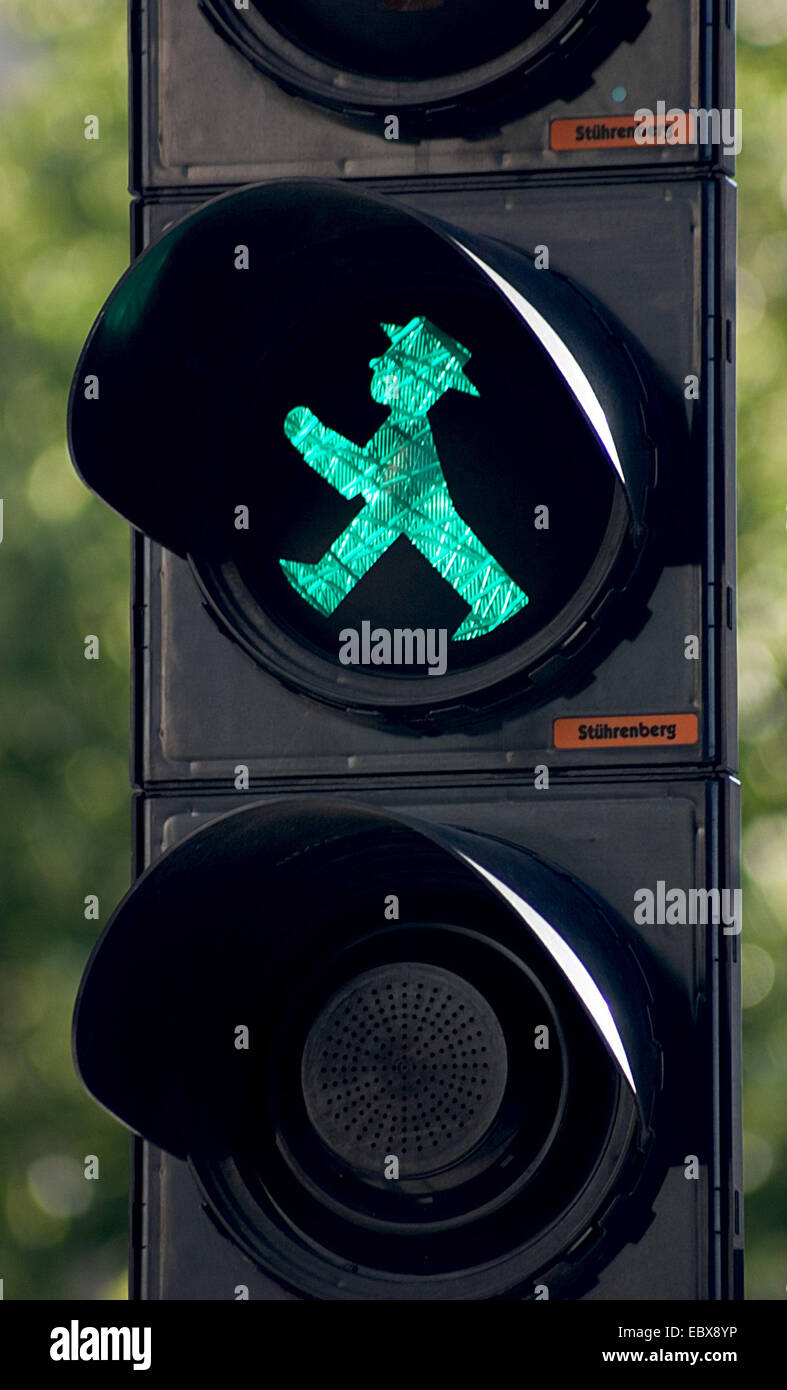 Ampelmaennchen, green pedestrian traffic light, Germany, Berlin Stock Photo