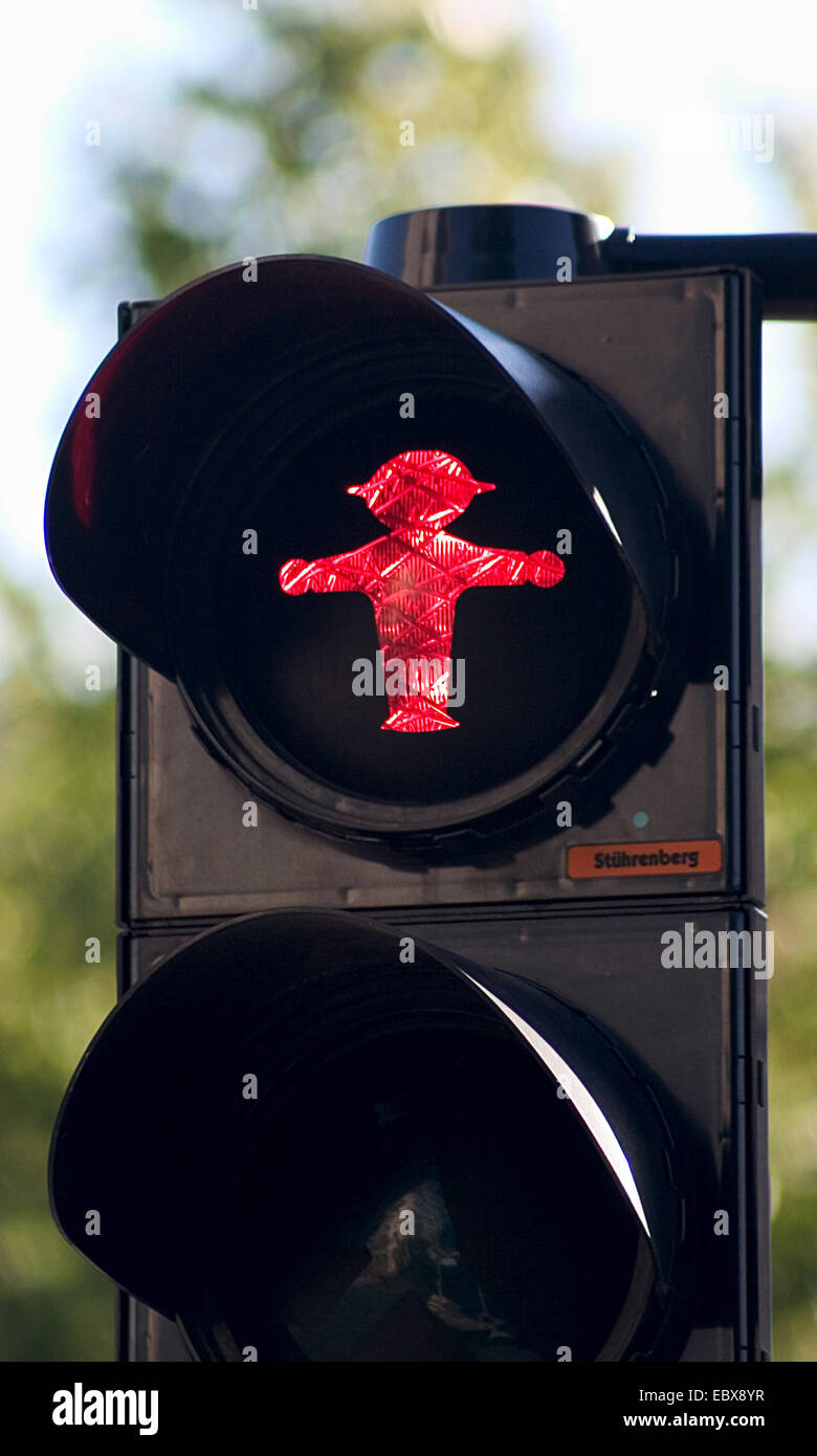 Ampelmaennchen, red pedestrian traffic light, Germany, Berlin Stock Photo