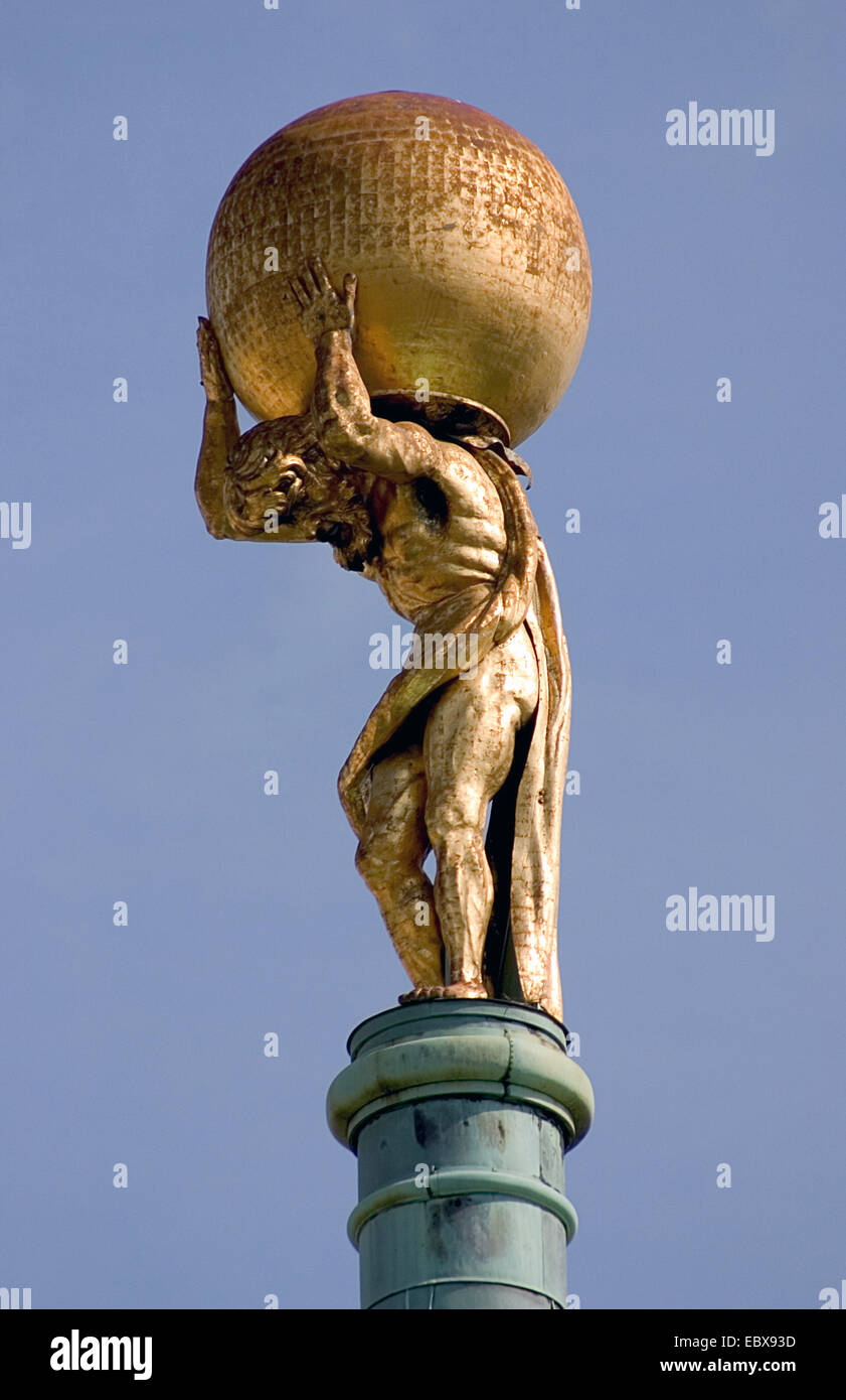 Atlas on the old guildhall; cityhall, Germany, Brandenburg, Potsdam Stock Photo