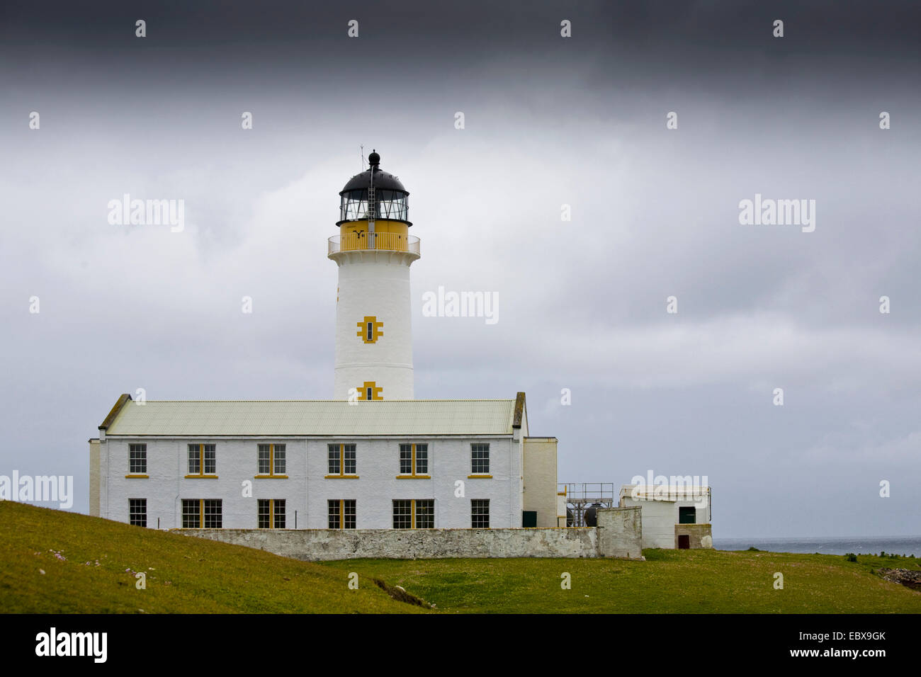 lighthouse at the south coast of Fair Isle, United Kingdom, Scotland, Shetland Islands, Fair Isle Stock Photo