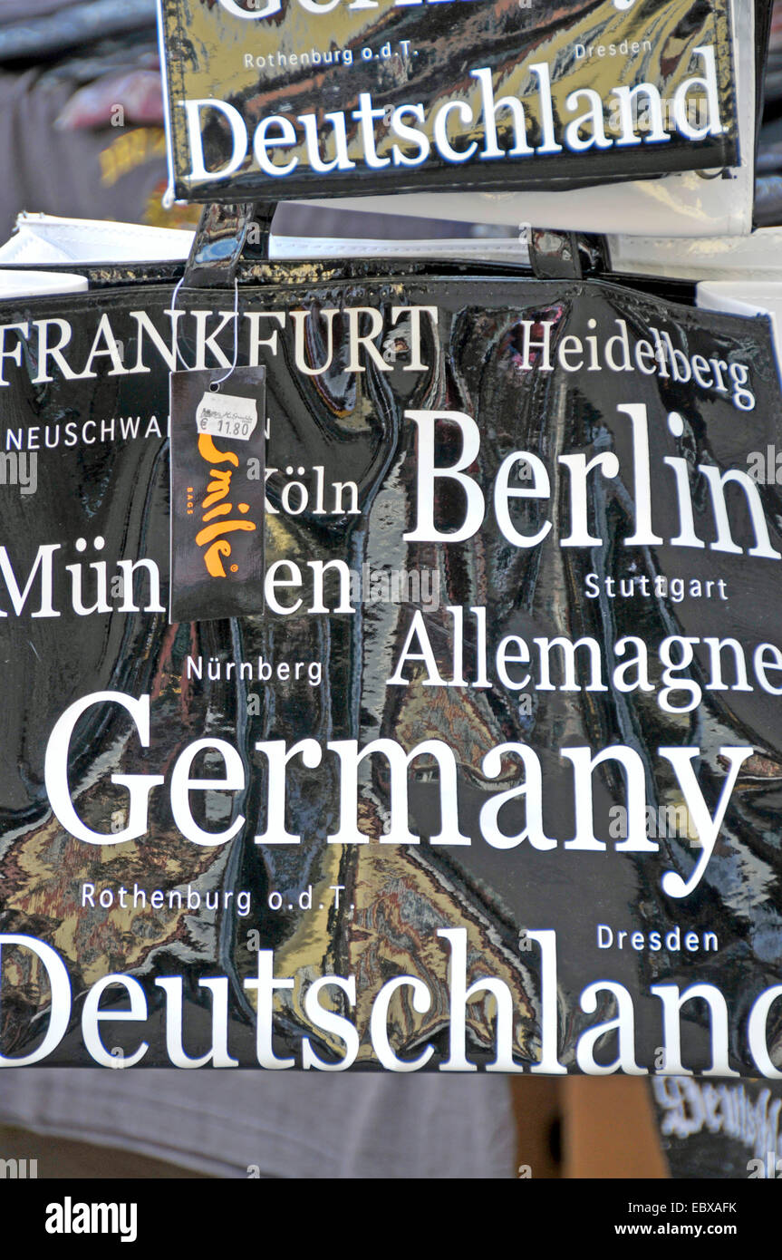 souvenir, bag with german city namens, Germany, Baden-Wuerttemberg, Heidelberg Stock Photo