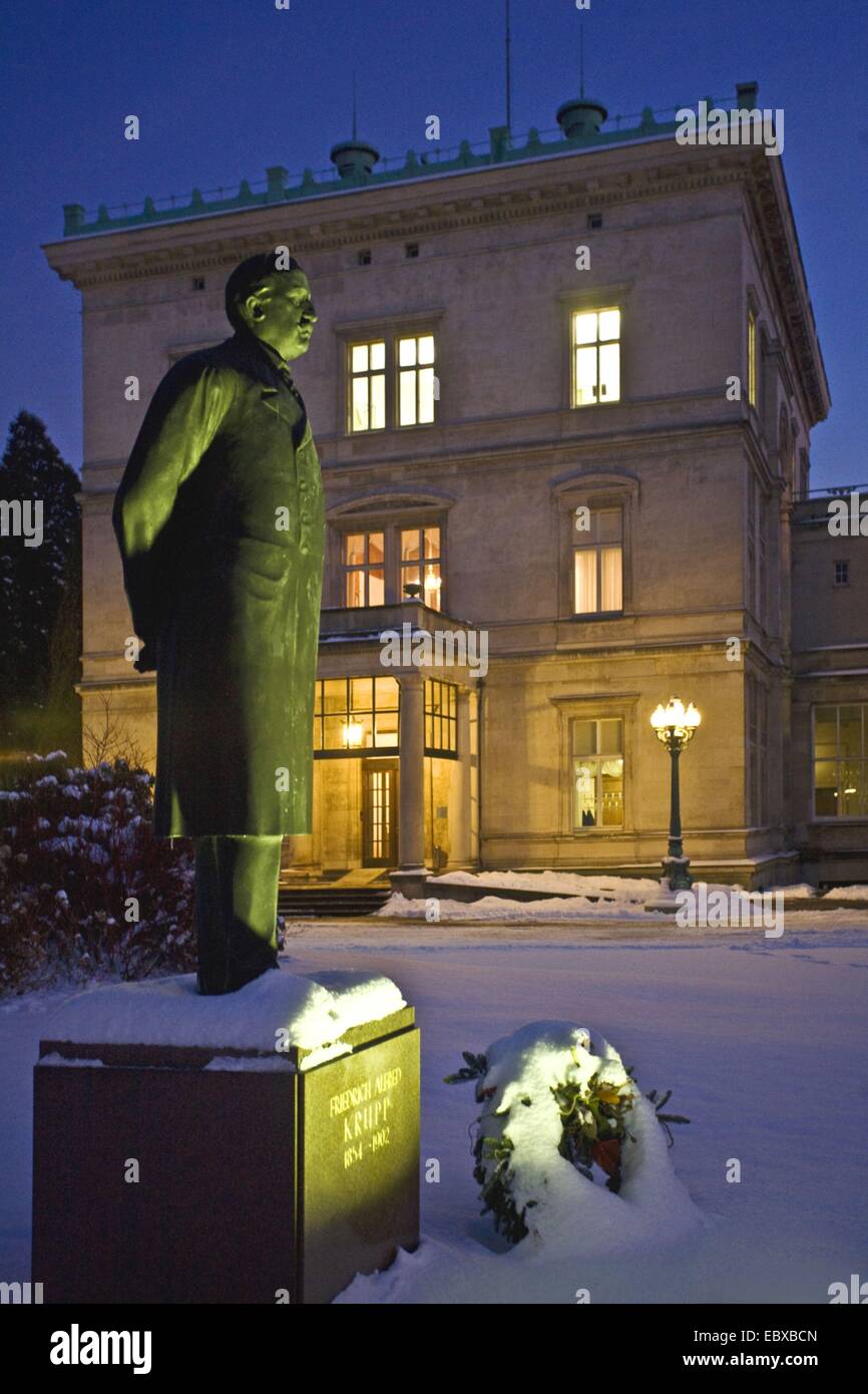 statue of  Friedrich Alfried Krupp (1854-1902) in front of Villa Huegel, Germany, North Rhine-Westphalia, Ruhr Area, Essen Stock Photo