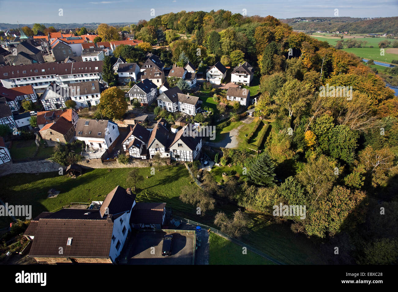 historical old town of Blankenstein, view from Blankenstein castle, Germany, North Rhine-Westphalia, Ruhr Area, Hattingen Stock Photo
