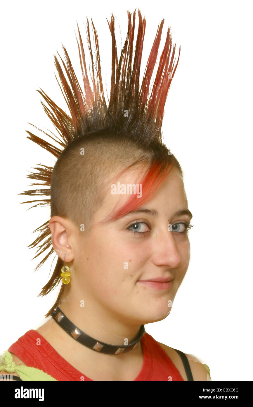 young punk with mohawk haircut Stock Photo