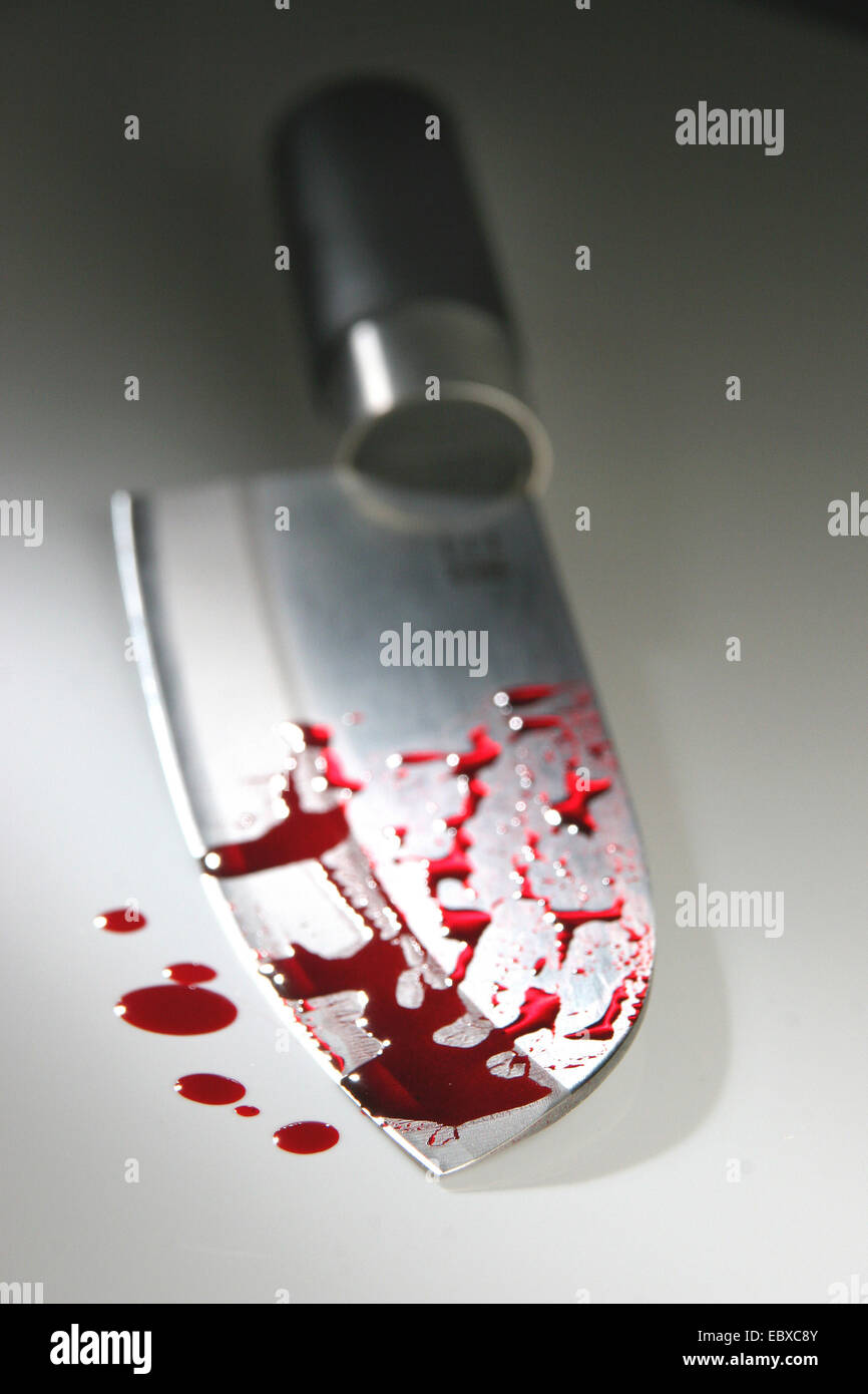 kitchen knife with blood Stock Photo