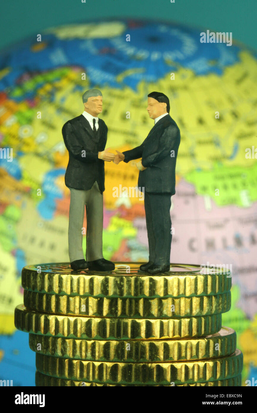 figures on money, worldwide business connection Stock Photo