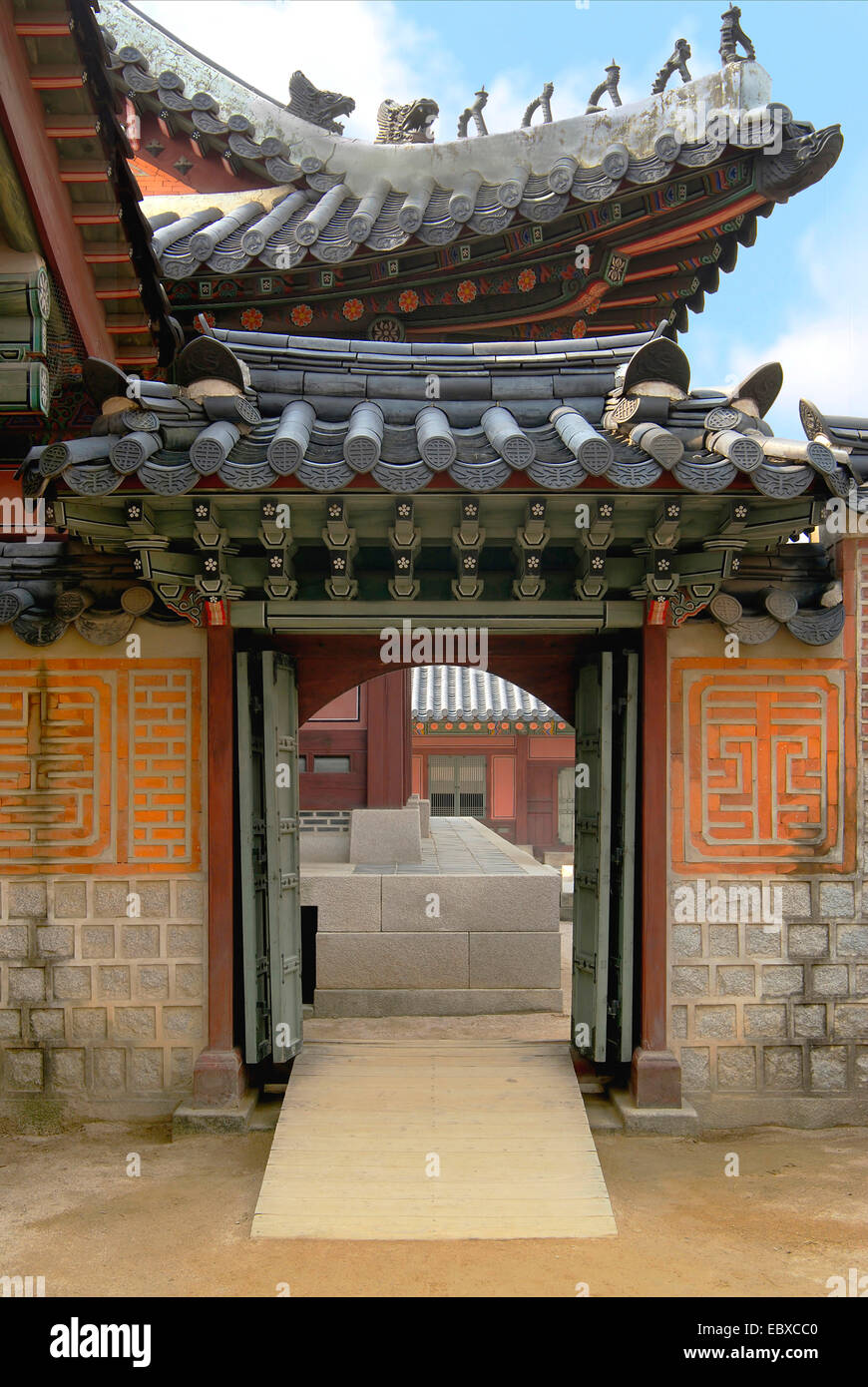architectural Detail of the Gyeongbokgung Palace, South Korea, Seoul Stock Photo