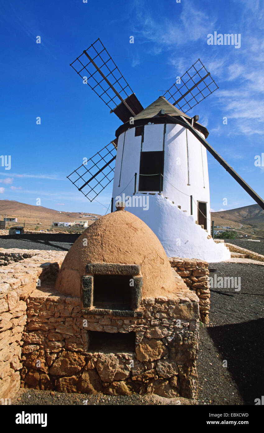 Windmill in the museum Centro de Interpretacion de los Molinos, Canary Islands, Fuerteventura, Tiscamanita Stock Photo