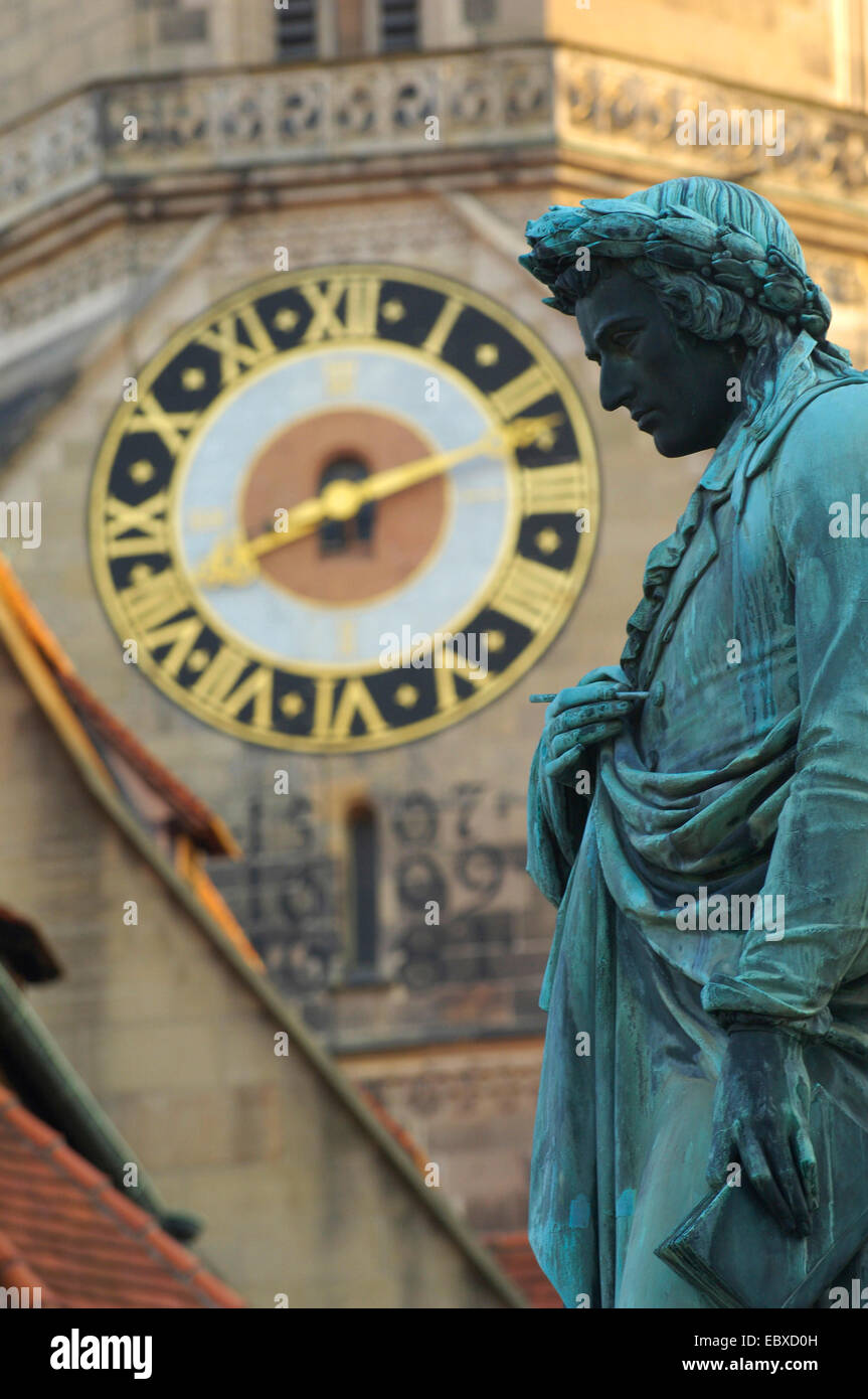 Friedrich Schiller statue in front of the Stiftskirche, Germany, Baden