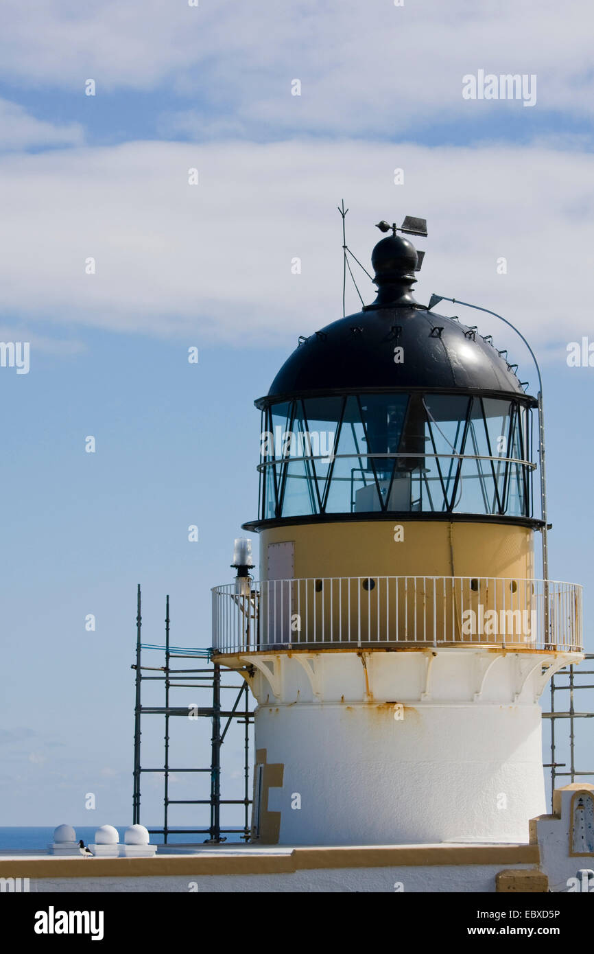lighthouse at the northern coast of Fair Isle, United Kingdom, Scotland, Shetland Islands, Fair Isle Stock Photo