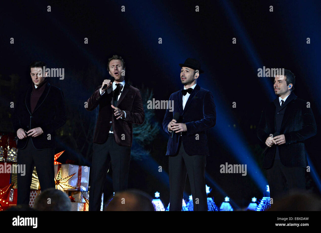 The Tenors perform during the lighting of the national Christmas tree on the Ellipse December 4