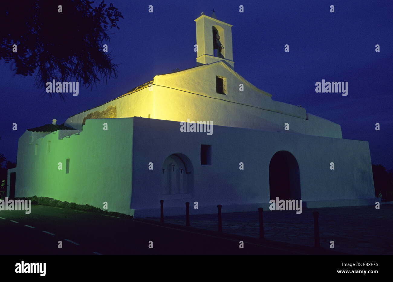 historic church of Sant Llorenc de Balafia, Spain, Balearen, Ibiza Stock Photo