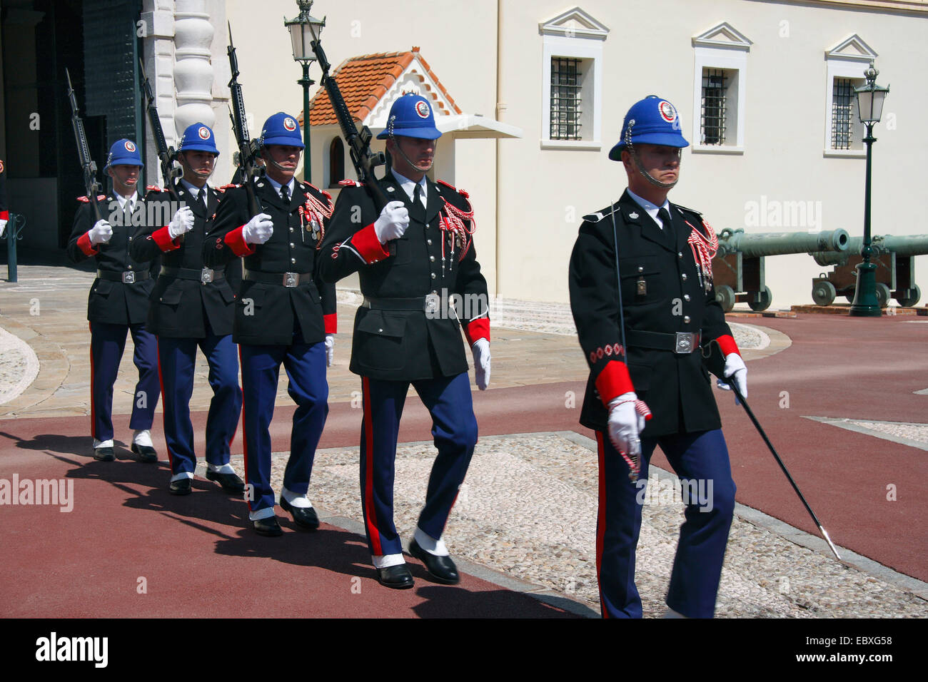 changing of the guard in front of the Grimaldi palace in Monaco, France, Monaco Stock Photo