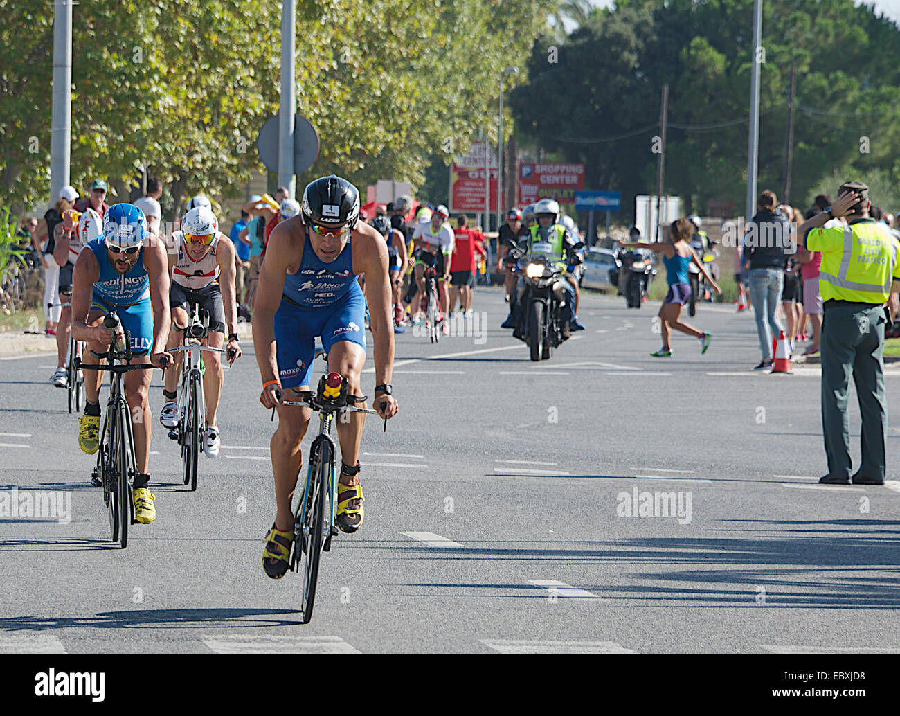 Competitors cycling in triathlon Mallorca Spain Stock Photo Alamy