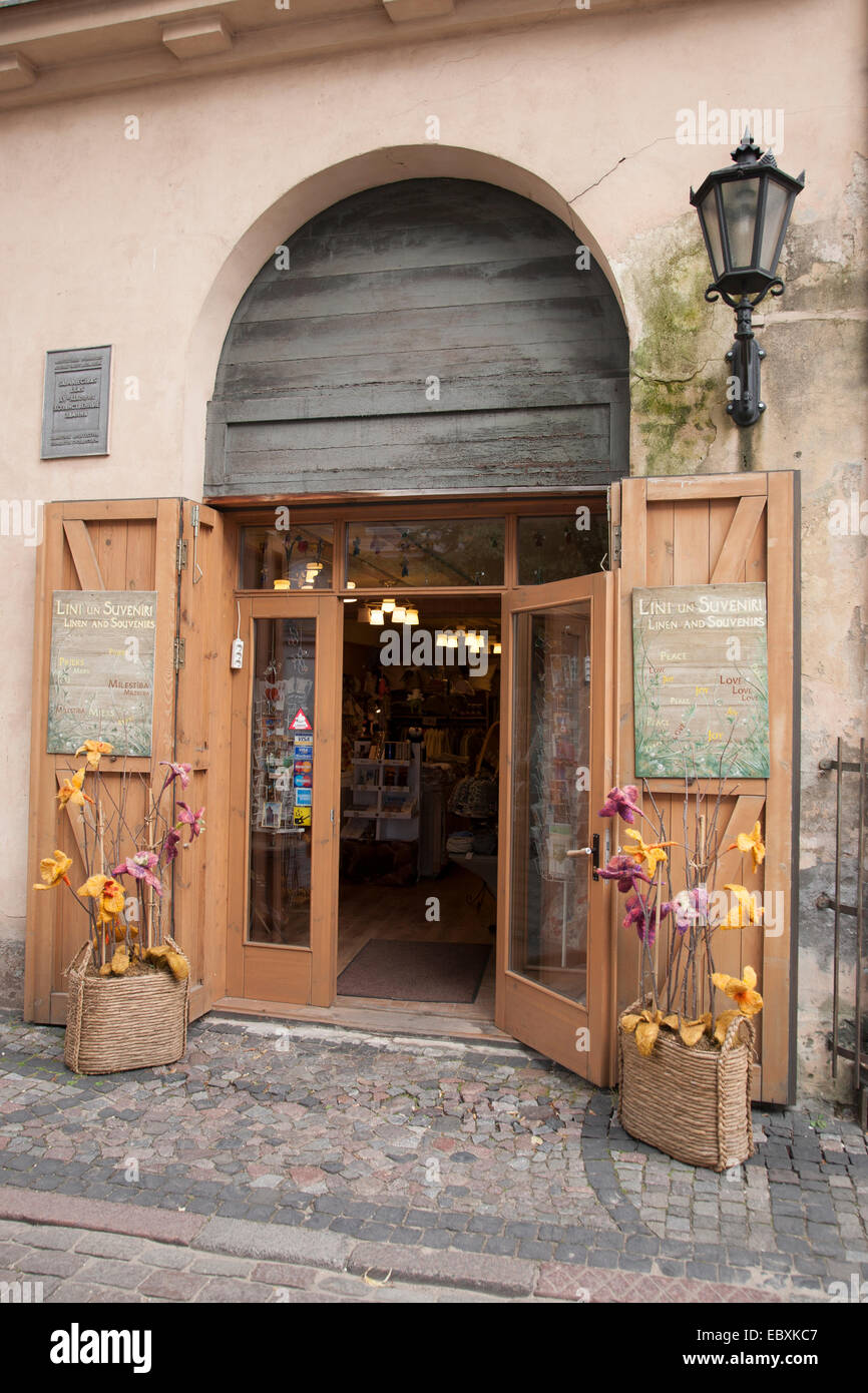 Linen and Souvenirs Gift Shop, Riga, Latvia Stock Photo Alamy
