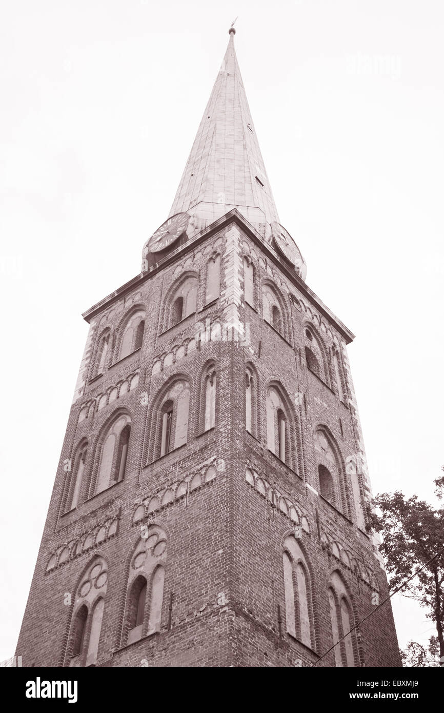 St Jacob Cathedral Church, Riga, Latvia in Black and White Sepia Tone ...
