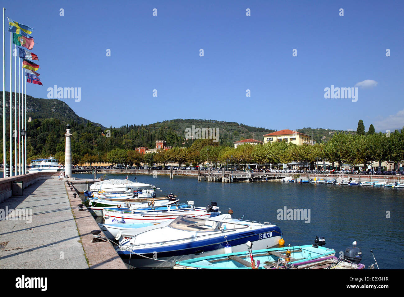 harbour of Cisano at Lake Garda Stock Photo