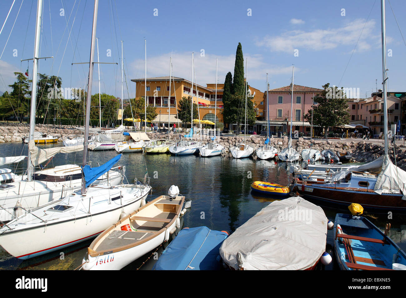 harbour of Cisano at Lake Garda Stock Photo Alamy