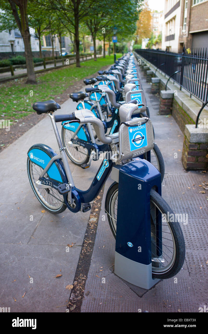 London transport hire Cycle bikes parked off street Stock Photo Alamy
