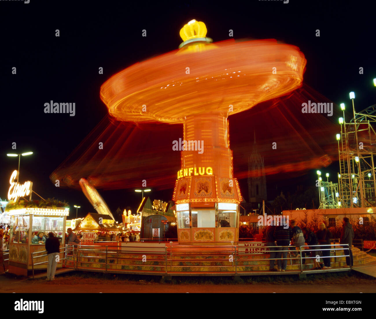 illuminated carousel at night Stock Photo