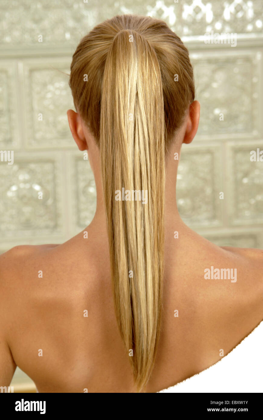 Woman With Blond Hair Ponytail Stock Photo 76193095 Alamy