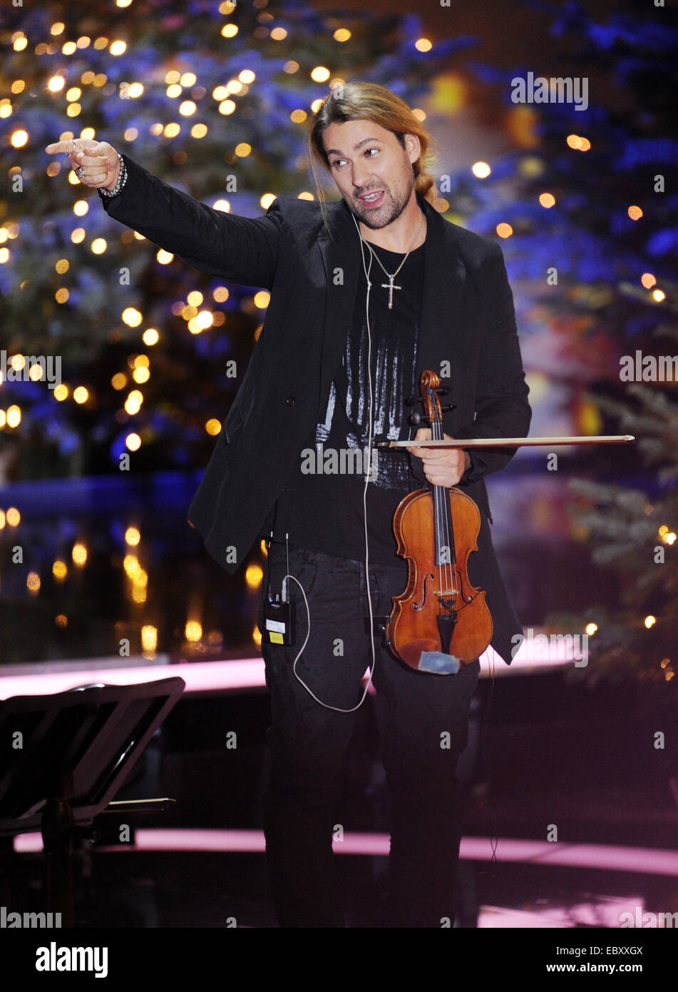 Violinist David Garrett performs during the Charity Gala Christmas show