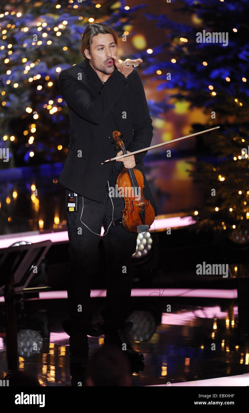 Violinist David Garrett performs during the Charity Gala Christmas show