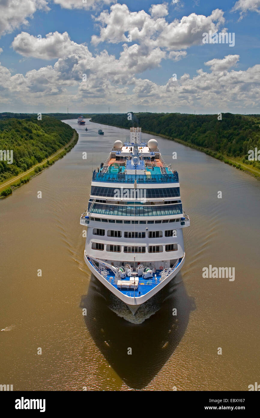 cruise liner MV Royal Princess goes on the Kiel Canal, Germany, Schleswig-Holstein Stock Photo