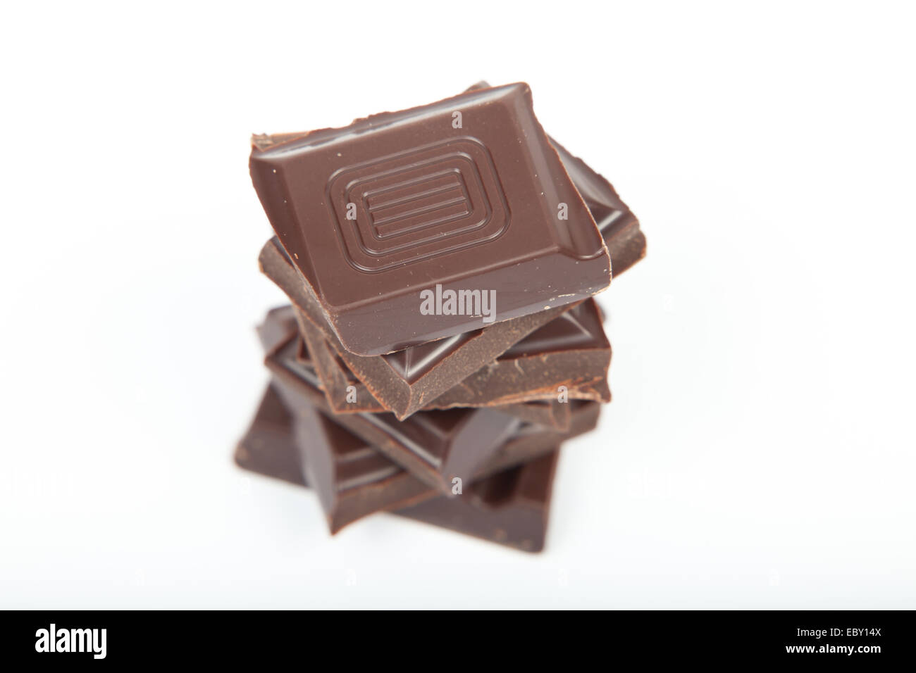 stack of chocolate on white Stock Photo