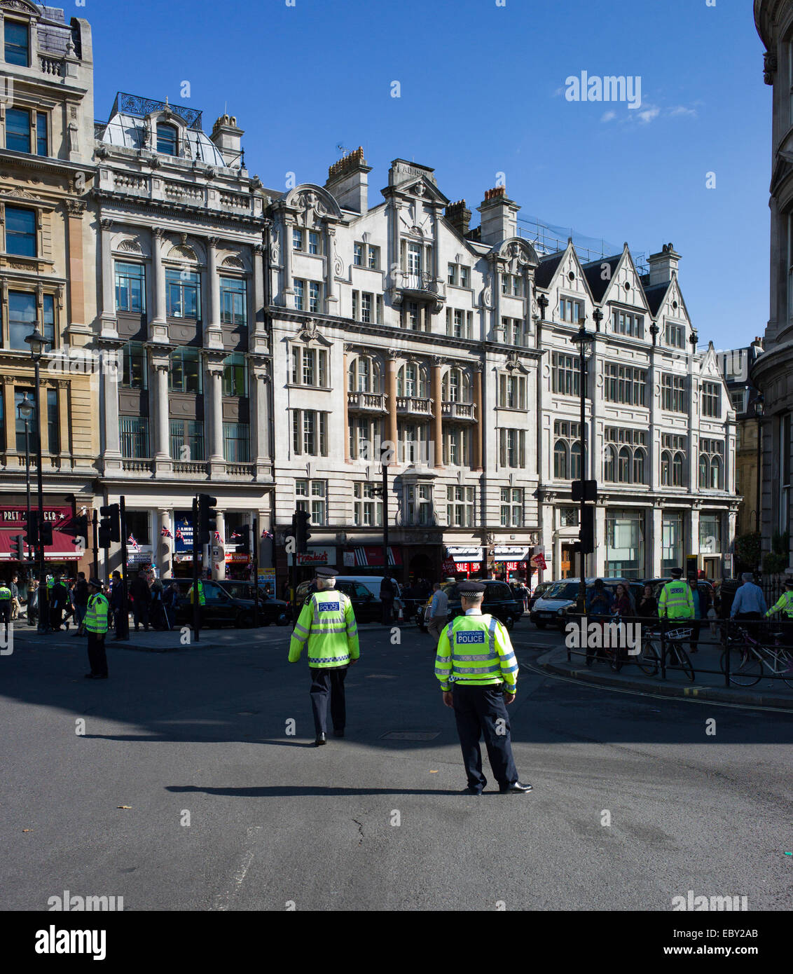 Police presence on street of London Stock Photo