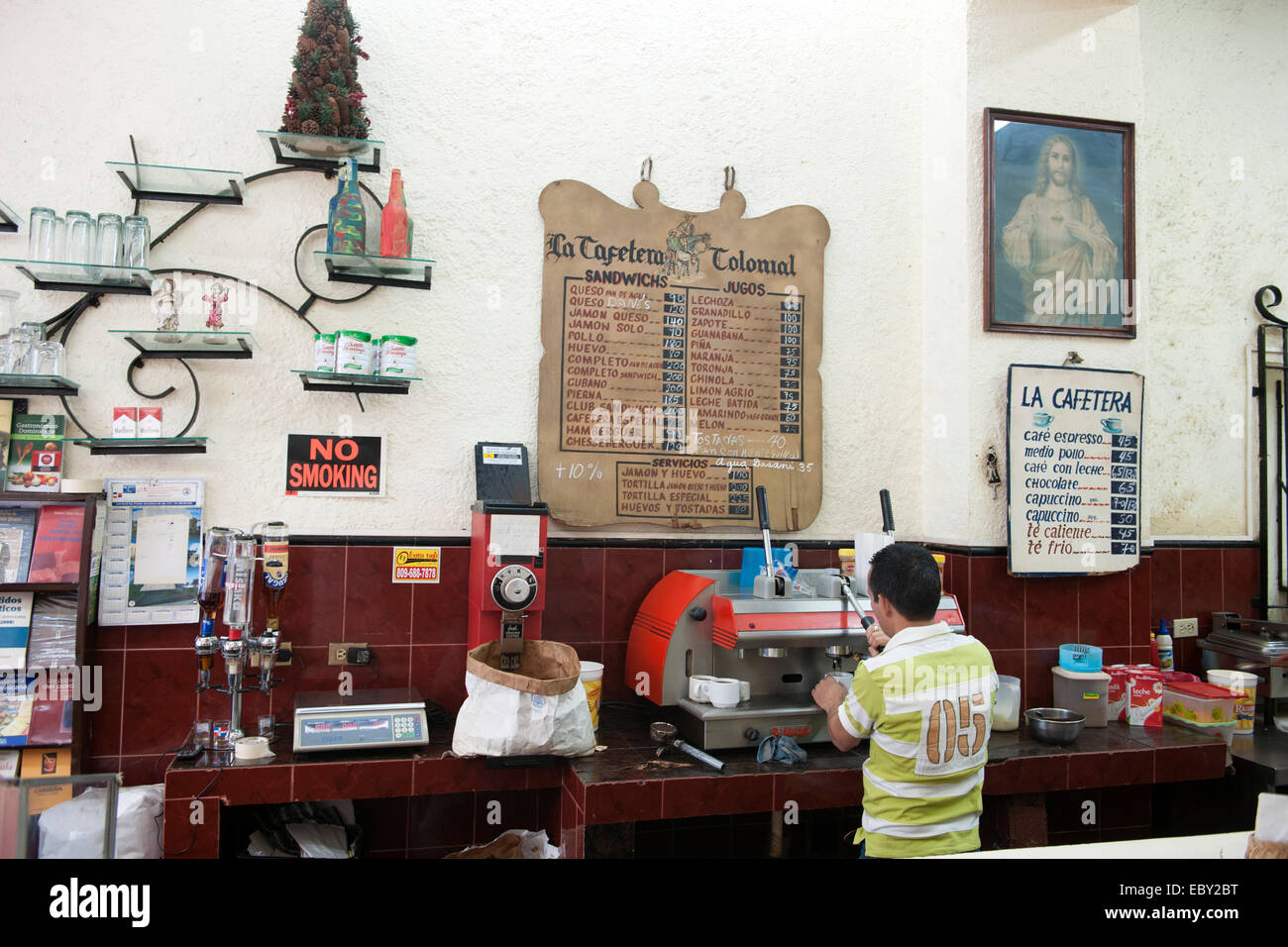 Dominikanische Republik, Santo Domingo, Zona Colonial, Calle El Conde, Cafe 'La Cafetera' Stock Photo