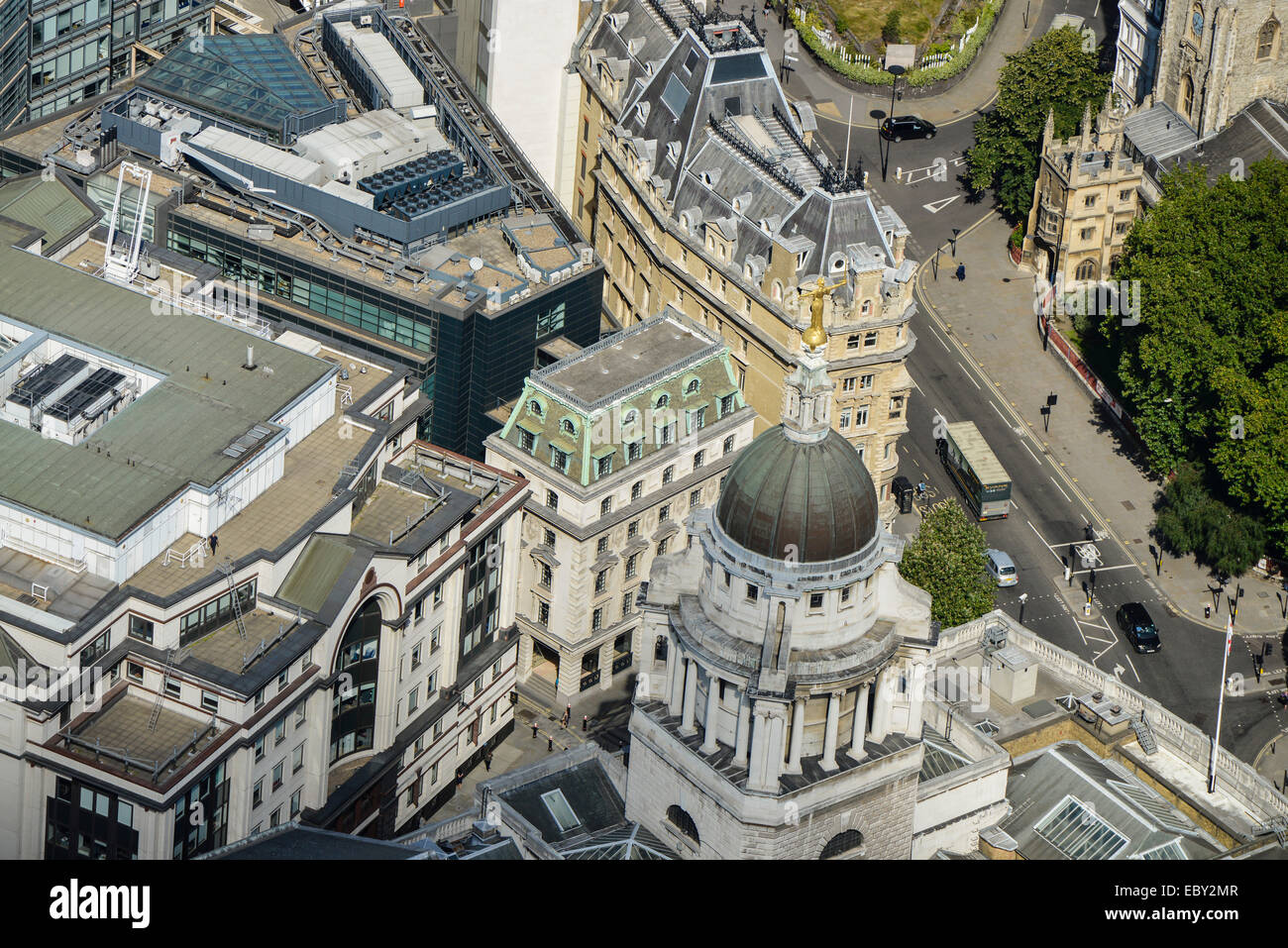 An aerial view of the Central Criminal Courts in London, otherwise known as the Old Bailey Stock Photo