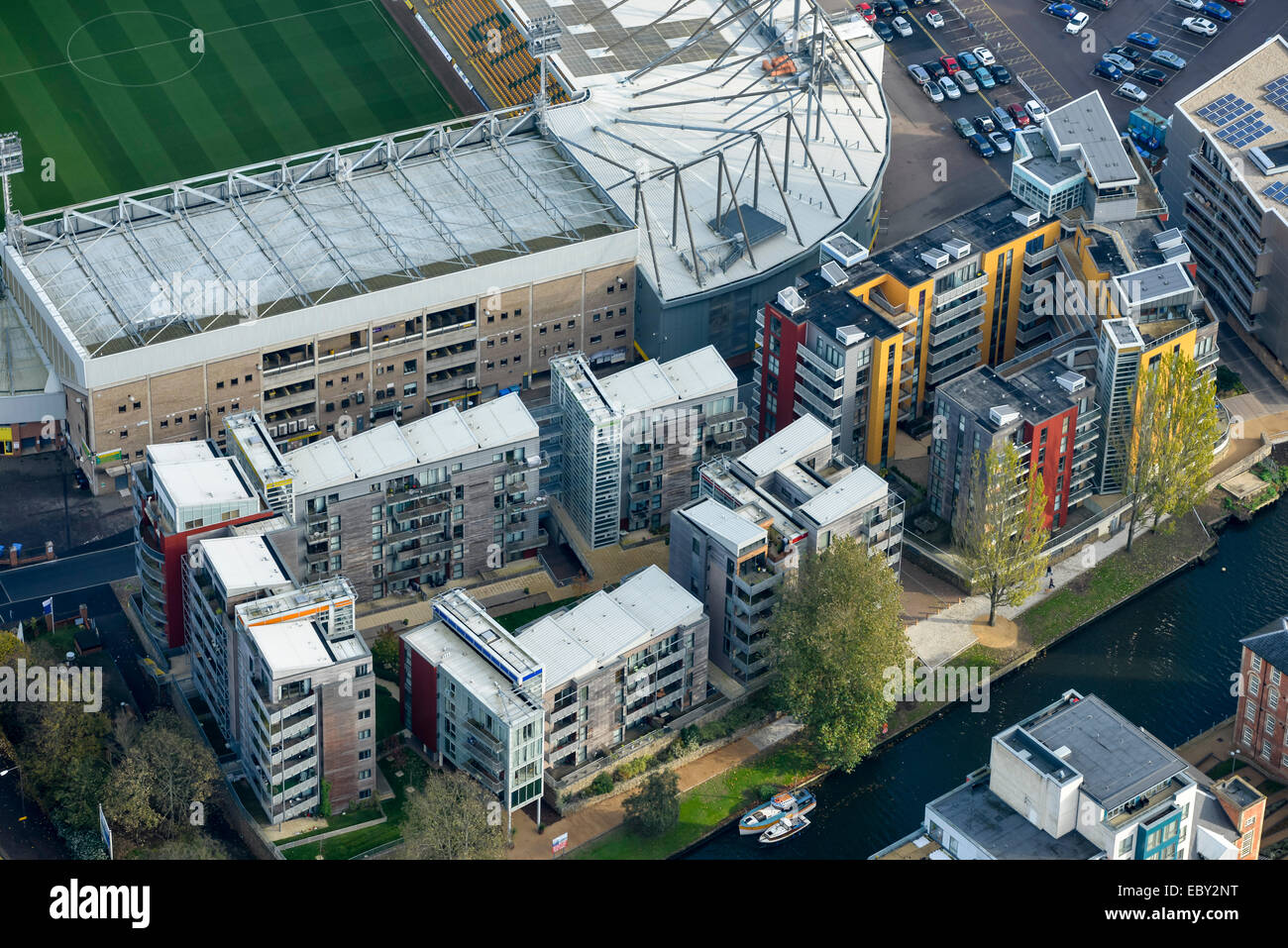 An aerial view of a new residential development near Carrow Road, Norwich Stock Photo