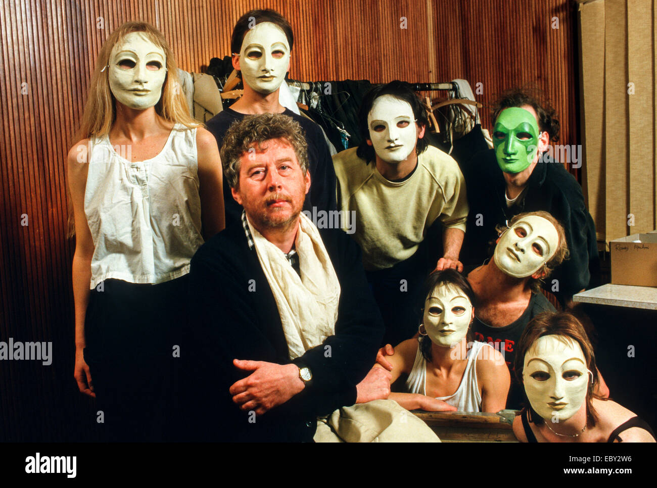 Harrison Birtwistle contemporary composer with members of the cast of The  Mask Of Orpheus in rehearsal. 1986 Stock Photo - Alamy