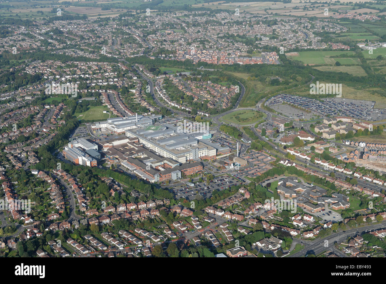 An aerial view of western Derby showing the residential areas around