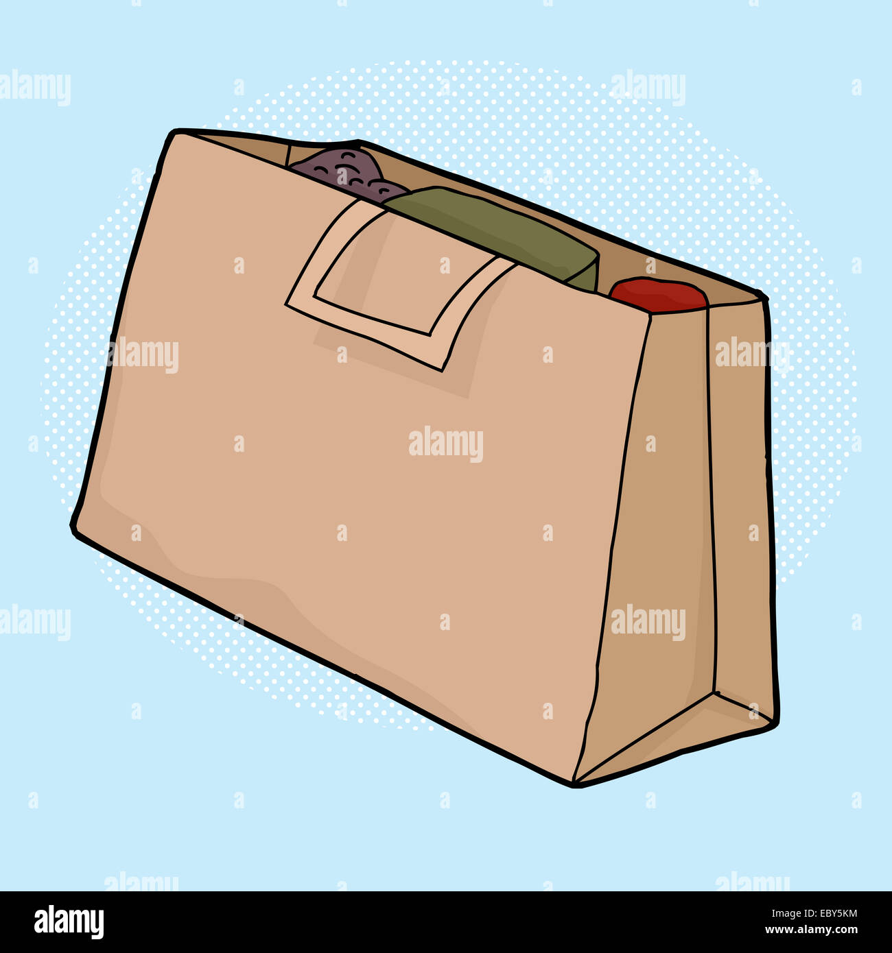 Full brown paper shopping bag over blue Stock Photo Alamy