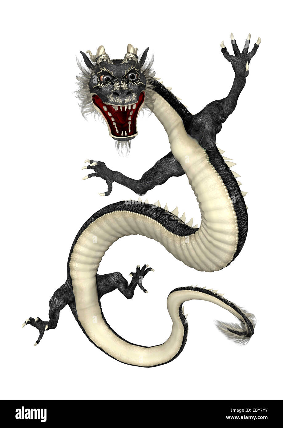Illustration black japanese dragon on hires stock photography and