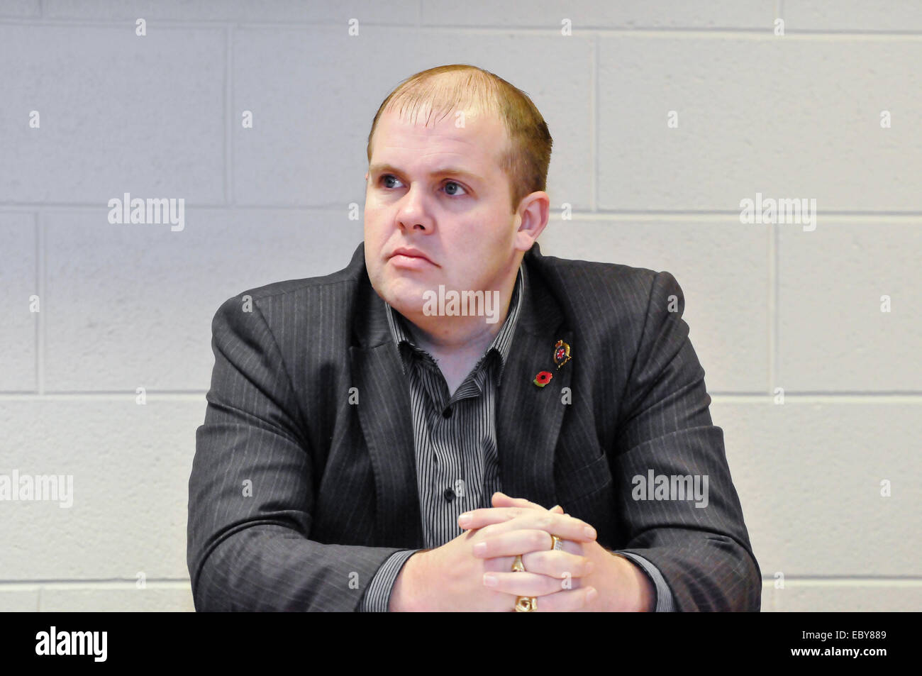 Belfast, Northern Ireland, UK. 5th December, 2014. Rab Magee from the Protestant Coalition at a press conference. Credit:  Stephen Barnes/Alamy Live News Stock Photo
